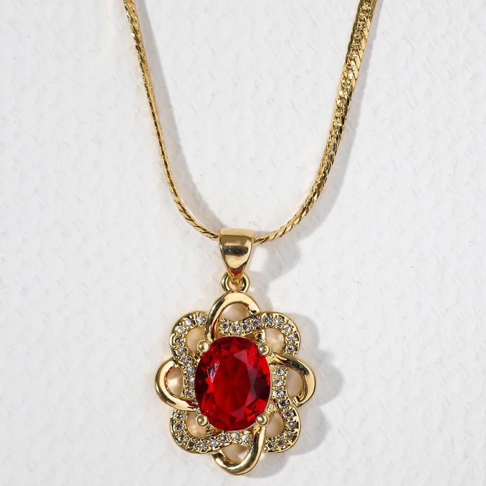 New Vanessa Mooney Aanya Pendant Necklace Ruby pendant charm layering necklace
